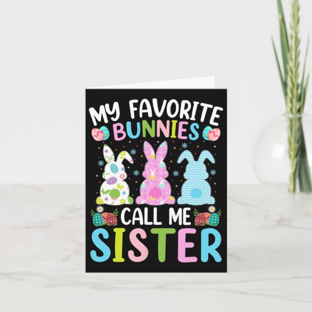 Tarjeta Conejo Hermana Mis conejos favoritos me llaman Her (Anverso)