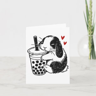 Tarjeta Conejo Holland Lop Ama Boba Tea Bunny Y Burbuja