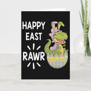 Tarjeta Conejo huevo de Pascua T Rex Dinosaurio Feliz East