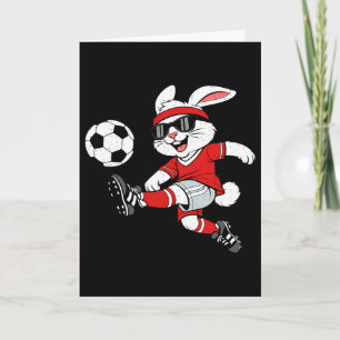 Tarjeta Conejo Jugando Fútbol Conejo Feliz Pascua Deporte 