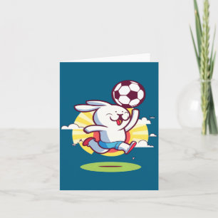 Tarjeta Conejo jugando fútbol Soccer Pascua _1