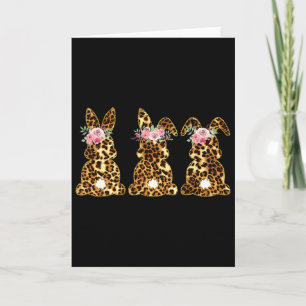 Tarjeta Conejo Leopardo Floral Lindo Día de Pascua de Muje