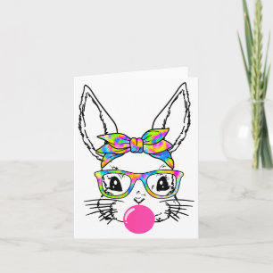 Tarjeta Conejo Lindo Con Bandana Gafas Tie Dye Chicle 