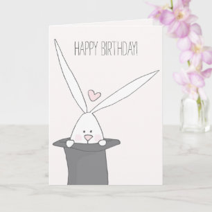 Tarjeta Conejo lindo en un sombrero superior - Cumpleaños