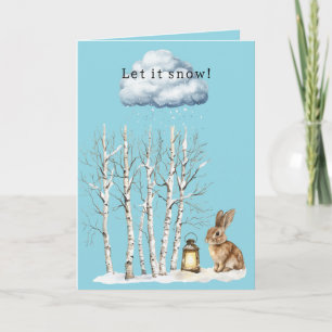 Tarjeta Conejo Linterna Copos de Nieve Navidad Deja que Ni
