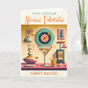 Tarjeta Conejo Martini Futurista Retro Atómico de Medianos