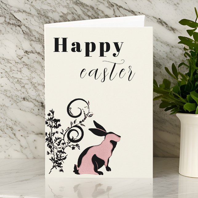 Tarjeta Conejo moderno feliz Pascua personalizada (Subido por el creador)