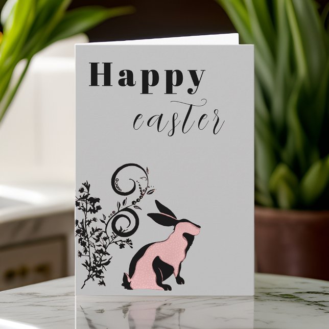 Tarjeta Conejo moderno feliz Pascua personalizada (Subido por el creador)