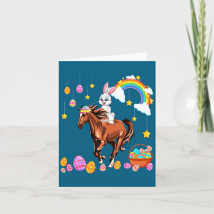 Tarjeta Conejo montando caballo Pascua Día Disfraz Granjer