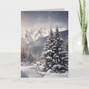 Tarjeta Conejo navidad En Copos De Nieve
