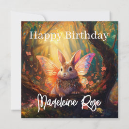 Tarjeta Conejo nombre personalizado bosque encantado Feliz