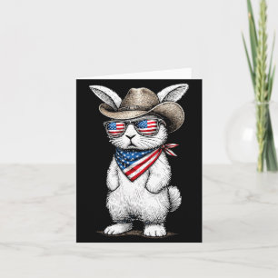 Tarjeta Conejo Patriótico Americano Cara de Vaquero Día de