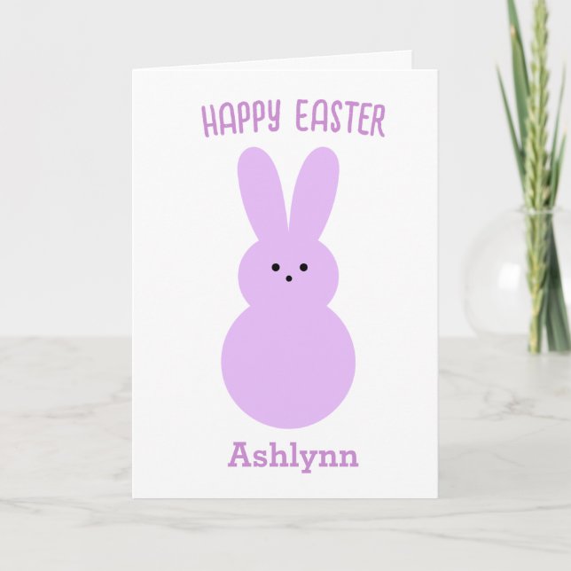 Tarjeta Conejo Purple Happy Easter (Anverso)