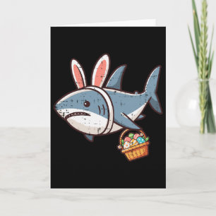 Tarjeta Conejo Tiburón Huevos de Pascua Divertida Caza Chi