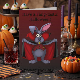 Tarjeta Conejo vampiro divertido truco o trato Halloween