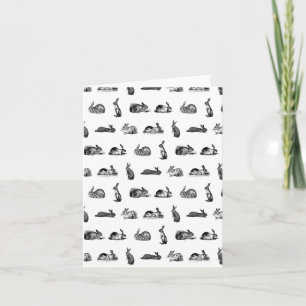 Tarjeta Conejos Antiguos Arte Vintage COLOR PERSONALIZADO