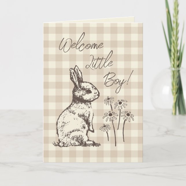 Tarjeta Conejos Cuddly Bunny Bonanza - nuevo bebé varón. (Anverso)