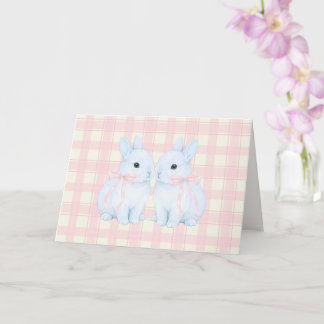 Tarjeta Conejos de Pascua Azules de Malvavisco