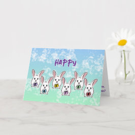 Tarjeta Conejos de Pascua con Forma de Huevo