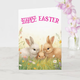 Tarjeta Conejos de Pascua felices