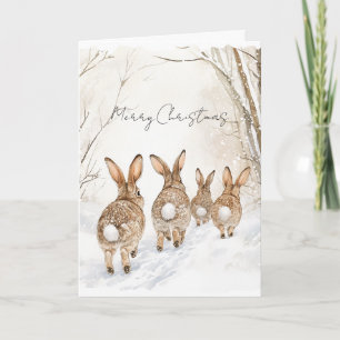 Tarjeta Conejos en Navidad con Nieve