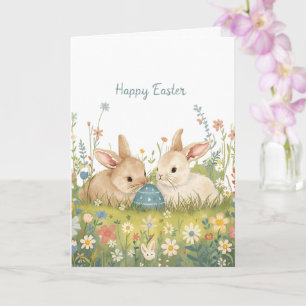 Tarjeta Conejos felices de Pascua