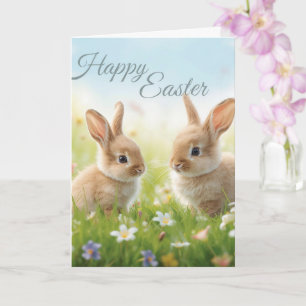 Tarjeta Conejos felices de Pascua