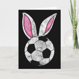 Tarjeta Conejos Orejas Fútbol Feliz Pascua Niños Niñas 