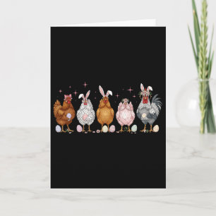 Tarjeta Conejos Pollitos Pascua Granjero Gallo Granja Avíc