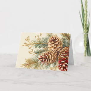 Tarjeta Cones de pino de Relieve metalizado dorado en los 