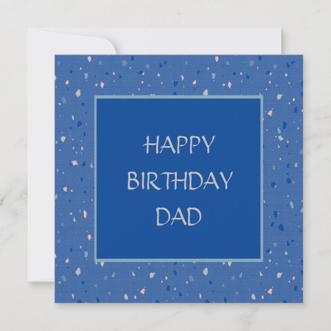 Tarjeta confeti azul divertido feliz cumpleaños papá (Anverso)