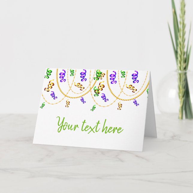 Tarjeta confeti de carnaval personalizado de mardi gras di (Anverso)