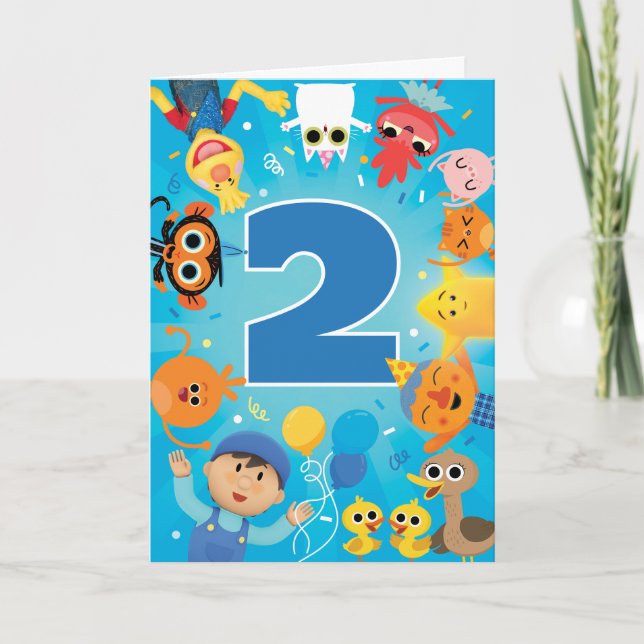 Tarjeta Confeti de Cumpleaños de Personajes Super Simples (Anverso)