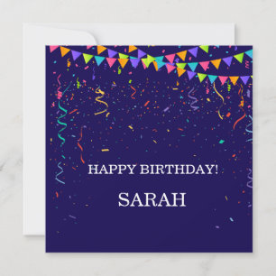 Tarjeta Confeti de Fiesta Colorido y Regalo de Cumpleaños