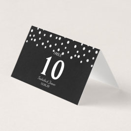 Tarjeta Confeti de perla chic en boda negra