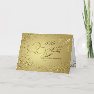 Tarjeta Confeti dorado, corazones 50 Aniversario de Boda
