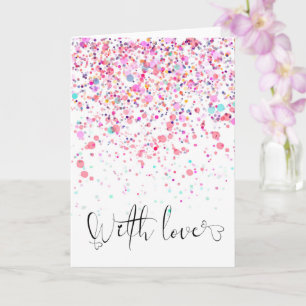 Tarjeta Confetti colorido con amor Cumpleaños Rosa