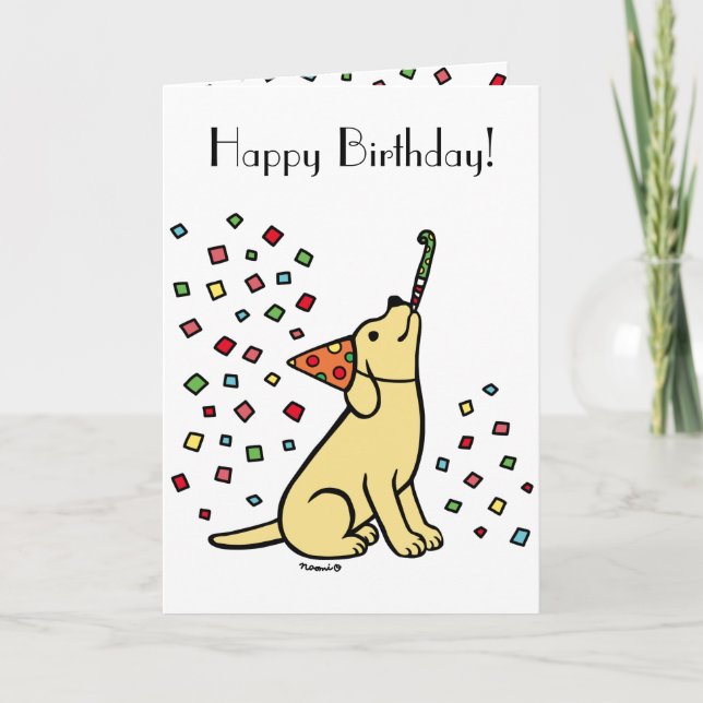Tarjeta Confetti de cumpleaños del labrador amarillo (Anverso)