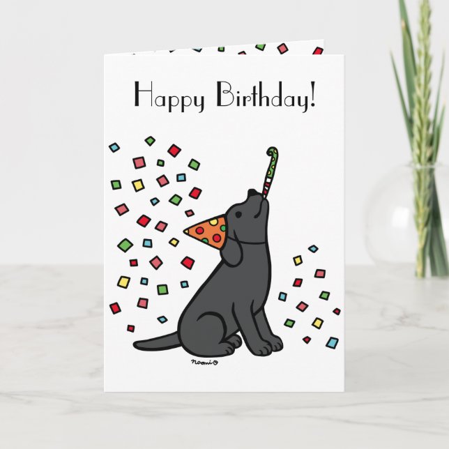 Tarjeta Confetti de cumpleaños del labrador negro (Anverso)