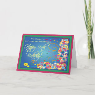 Tarjeta Confetti de cumpleaños número 50 de Diva