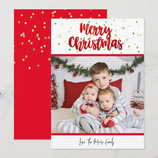 Tarjeta Confetti de Feliz Navidad (Anverso / Reverso)