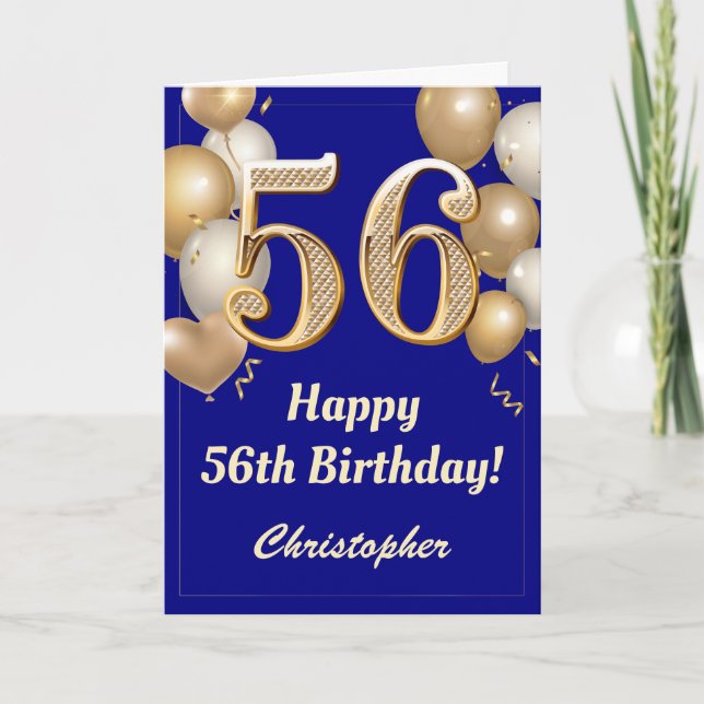 Tarjeta Confetti de globos azules y dorados de la marina d (Anverso)