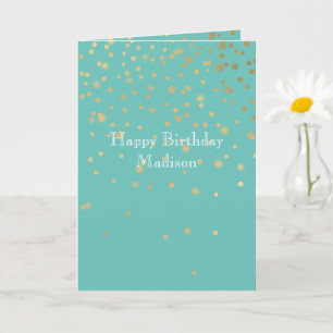 Tarjeta Confetti de oro de menta