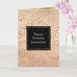 Tarjeta Confetti Glitz de Leopardo de oro rosa