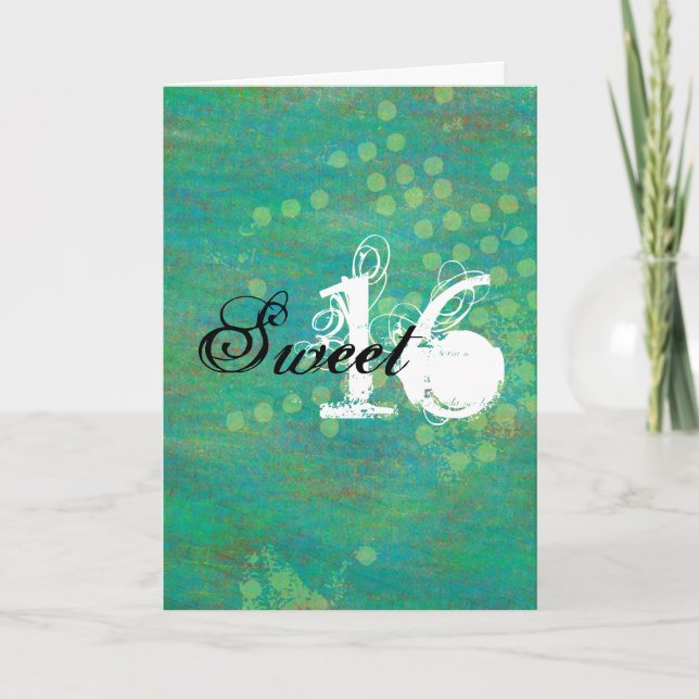 Tarjeta Confetti Happy Sweet 16 Birday Card (Anverso)