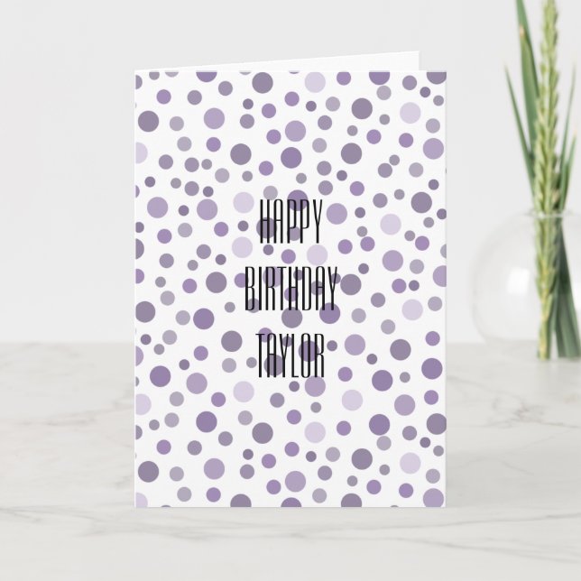 Tarjeta Confetti morado (Anverso)