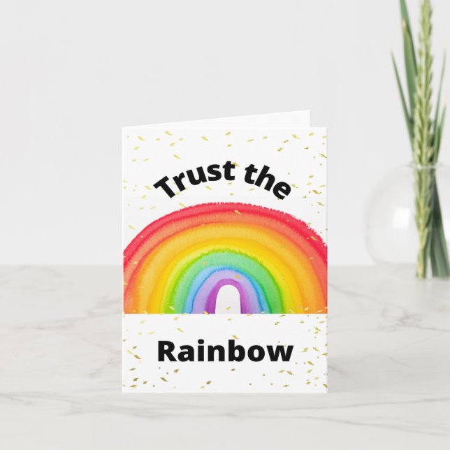 Tarjeta Confía en el arcoiris del Orgullo LGBT en blanco (Anverso)
