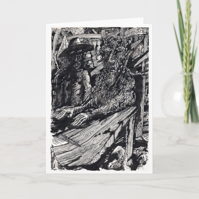 Tarjeta "¡Confiesa!" Dibujo de tinta de India (Anverso)