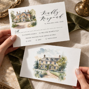 Tarjeta Confirmación de Boda en Mansión Inglesa de Dinero