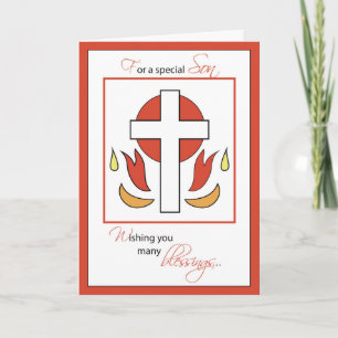 Tarjeta Confirmación del hijo Felicidades Fuego cruzado, r